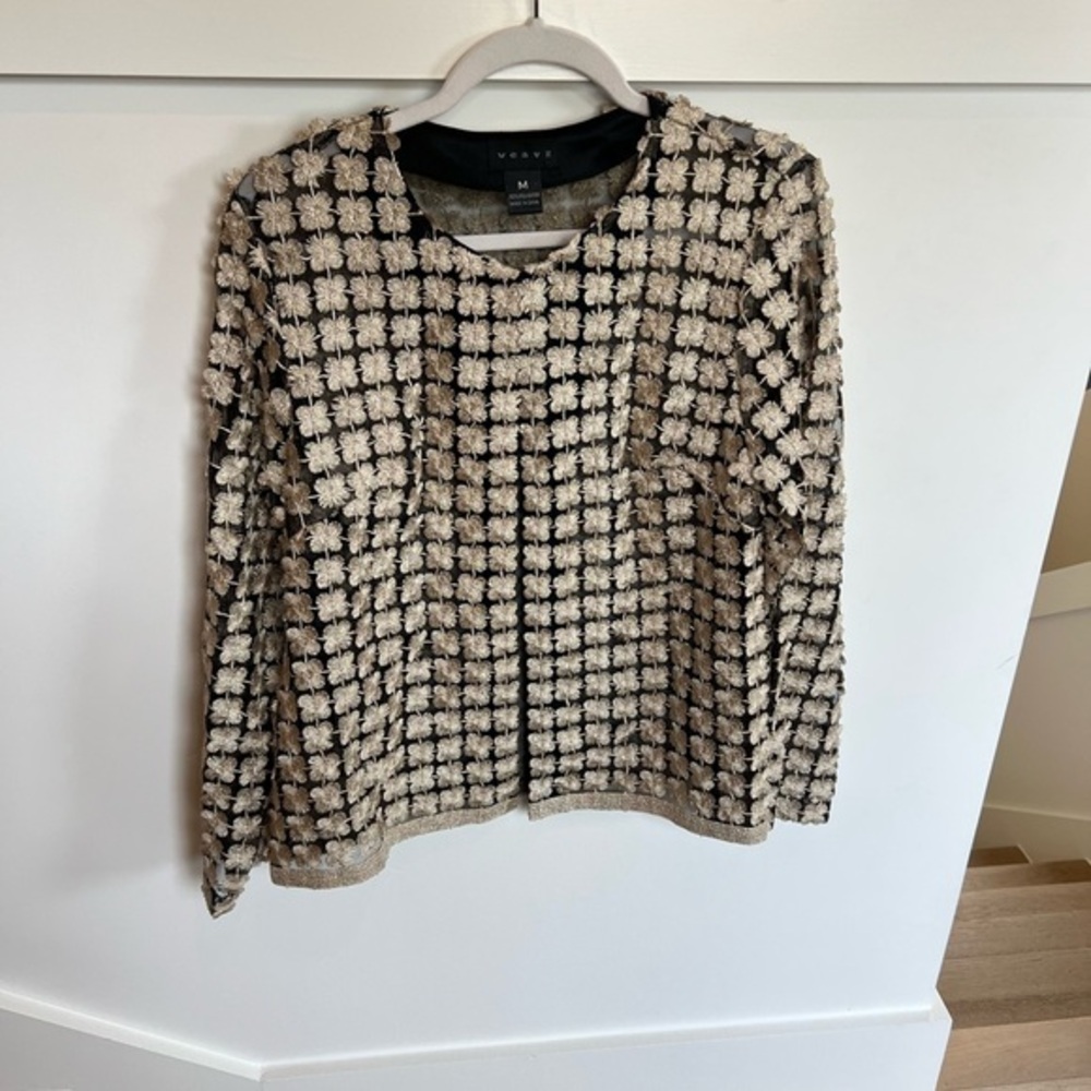 Weavs Gold and Black Shiny Embroidered Jacket Womens Size Medium